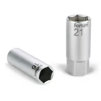 FORTUM gyertyakulcs dugófej gumírozott 1/2" 21mm