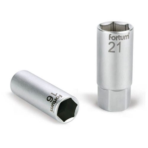 FORTUM gyertyakulcs dugófej gumírozott 1/2" 16mm