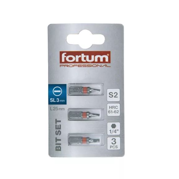 FORTUM behajtóhegy lapos 3x25mm (3 darab)