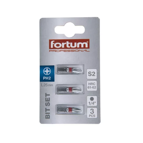FORTUM behajtóhegy PH2x25mm (3 darab)