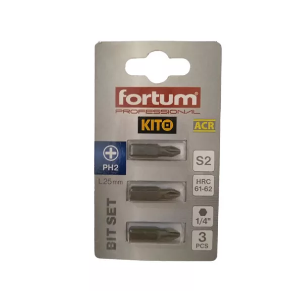 FORTUM behajtóhegy PH2x25mm ACR (3 darab) FORTUM behajtóhegy PH2x25mm ACR (3 darab)