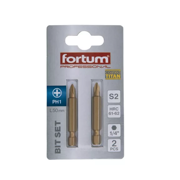 FORTUM behajtóhegy PH1x50mm Titanium bevonat (2 darab) FORTUM behajtóhegy PH1x50mm Titanium bevonat (2 darab)