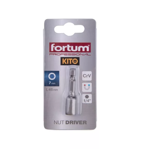 FORTUM mágneses behajtó hatlapfejű csavarhoz 1/4" 7x48mm FORTUM mágneses behajtó hatlapfejű csavarhoz 1/4" 7x48mm