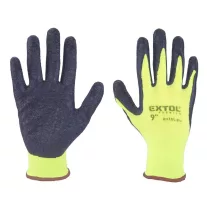 Kesztyű latexbe mártott sárga-fekete 10/XL
