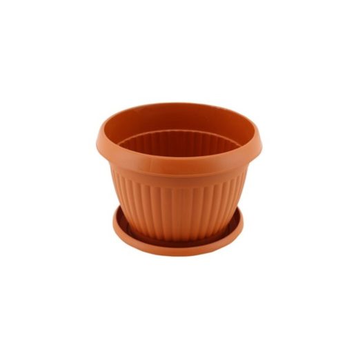 24cm műanyag virágcserép alátéttel terrakotta